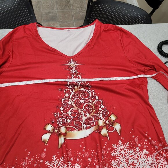 (4 For $20) Festive Holiday Top in Red White sz XL - Picture 5 of 7